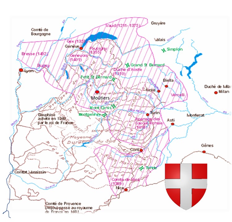 Duché d'Empire de Savoie XVe siècle recouvrant l'espace alpin